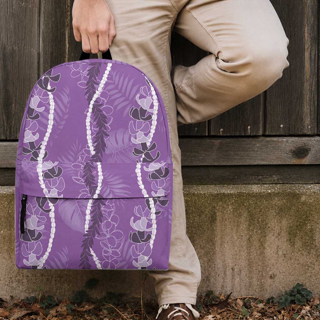 Hawaii Maile Lei Backpack With Violet Monstera Pattern LT05 - Polynesian Pride
