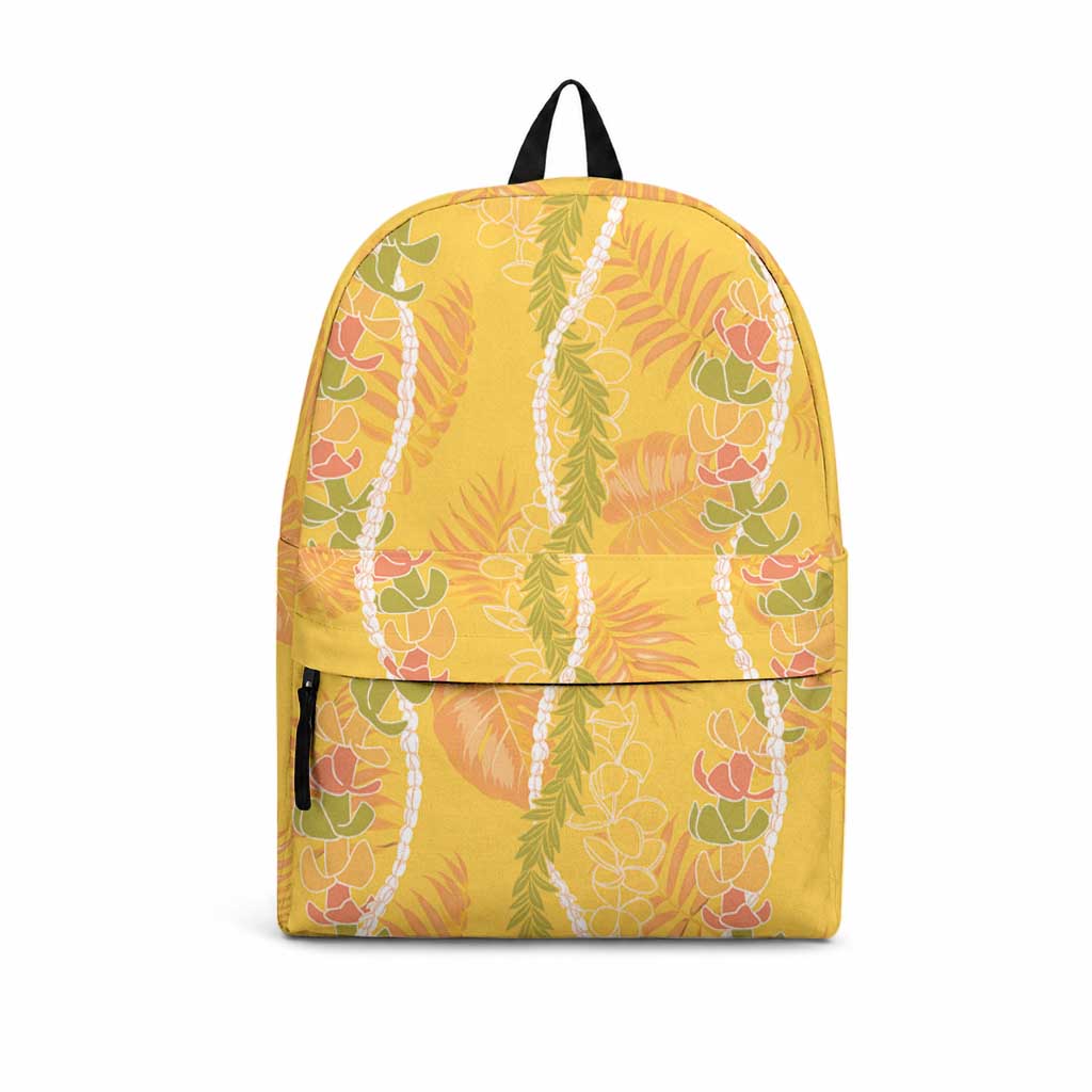 Hawaii Maile Lei Backpack With Yellow Monstera Pattern LT05 Yellow - Polynesian Pride