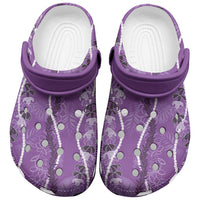 Hawaii Maile Lei Clogs Shoes With Violet Monstera Pattern - Polynesian Pride