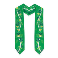 Hawaii Maile Lei Graduation Stole With Green Monstera Pattern