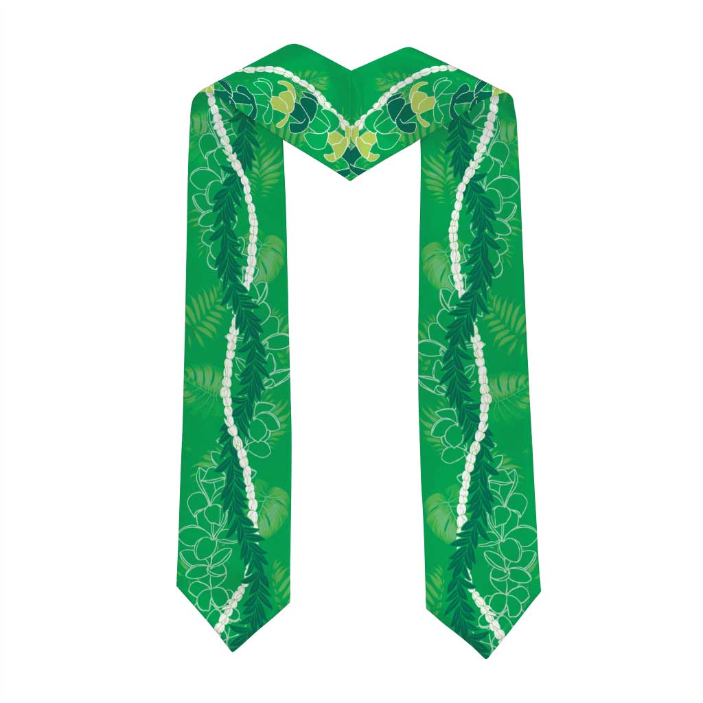 Hawaii Maile Lei Graduation Stole With Green Monstera Pattern