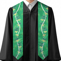 Hawaii Maile Lei Graduation Stole With Green Monstera Pattern