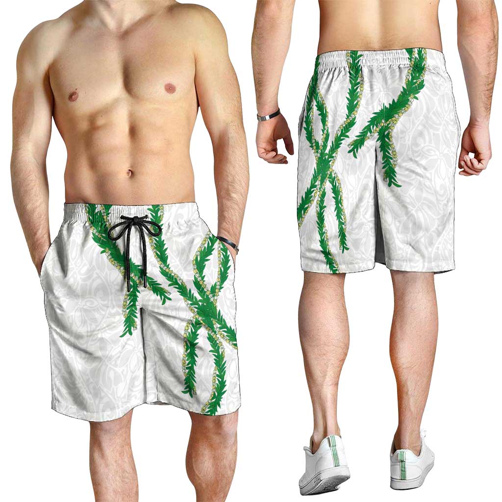 Hawaii Maile Lei Shorts for Men Aloha White Color