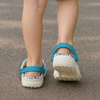 Hawaii Makahiki Turtle Clogs Shoes Blue Tapa Pattern - Polynesian Pride