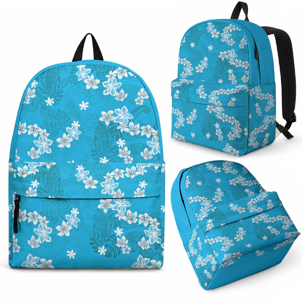 Hawaii Monstera Deliciosa Backpack Blue Plumeria Polynesian Pattern LT05 - Polynesian Pride
