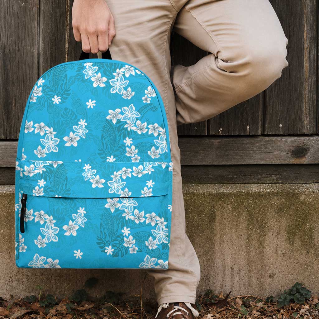 Hawaii Monstera Deliciosa Backpack Blue Plumeria Polynesian Pattern LT05 - Polynesian Pride