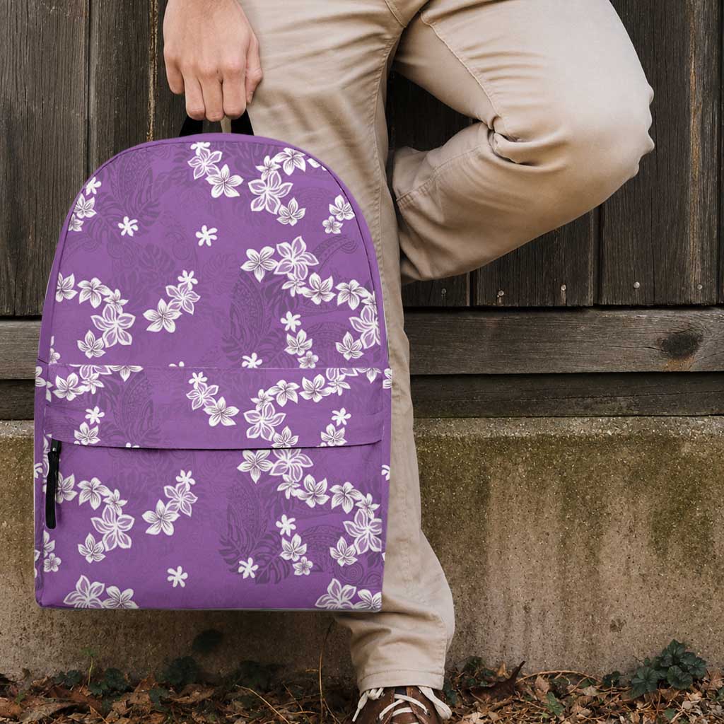 Hawaii Monstera Deliciosa Backpack Purple Plumeria Polynesian Pattern LT05 - Polynesian Pride
