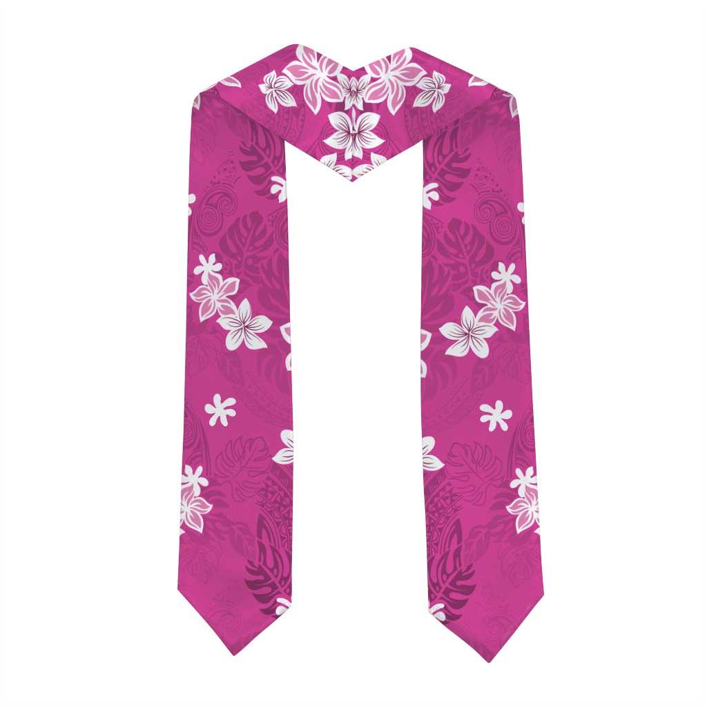 Hawaii Monstera Deliciosa Graduation Stole Pink Plumeria Polynesian Pattern LT05 - Polynesian Pride