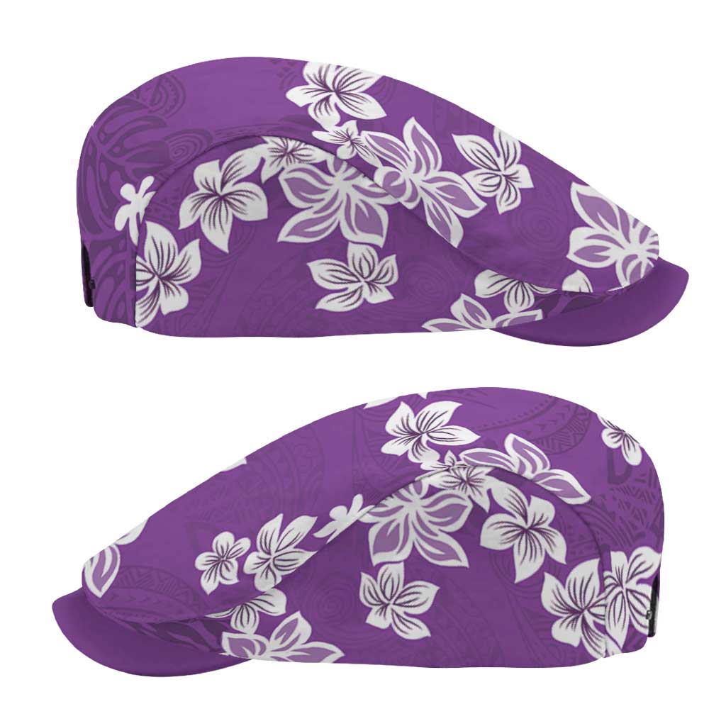 Hawaii Monstera Deliciosa Jeff Hat Purple Plumeria Polynesian Pattern - Polynesian Pride