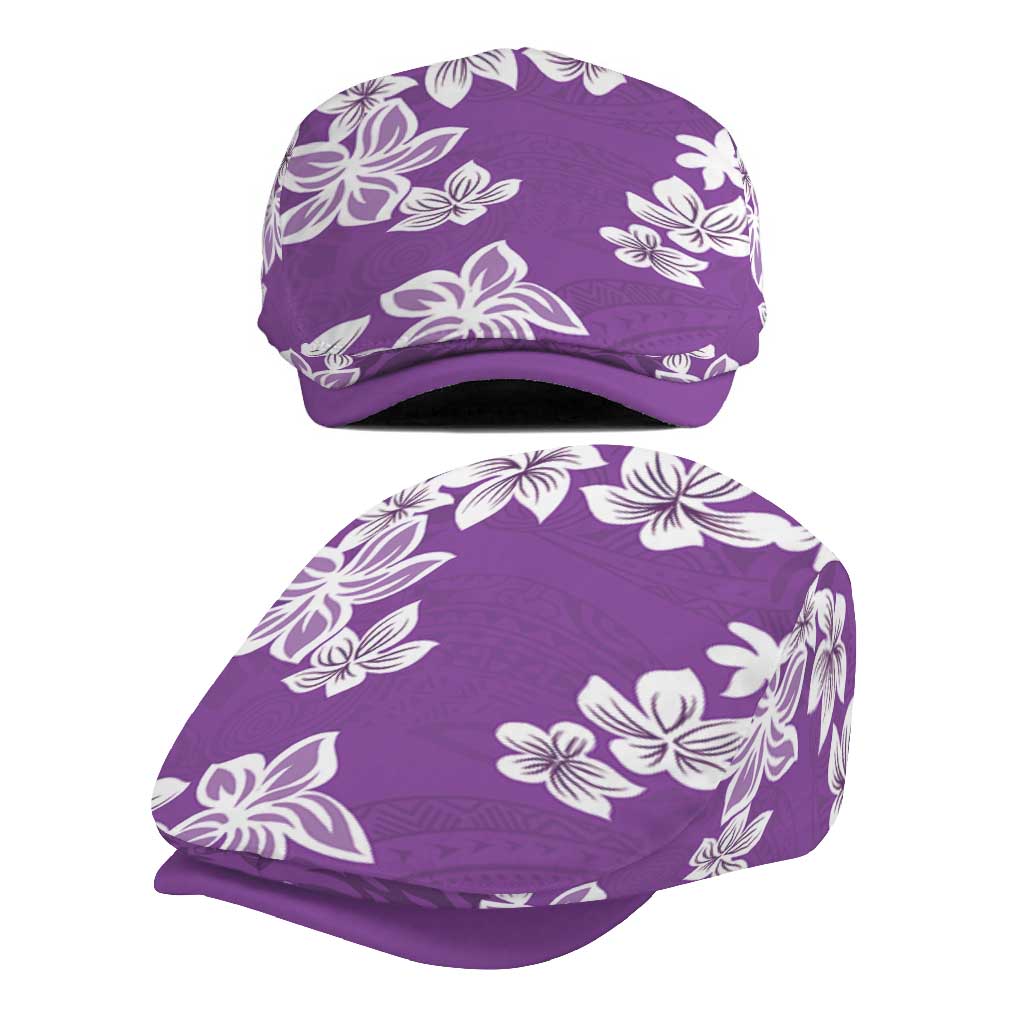 Hawaii Monstera Deliciosa Jeff Hat Purple Plumeria Polynesian Pattern - Polynesian Pride