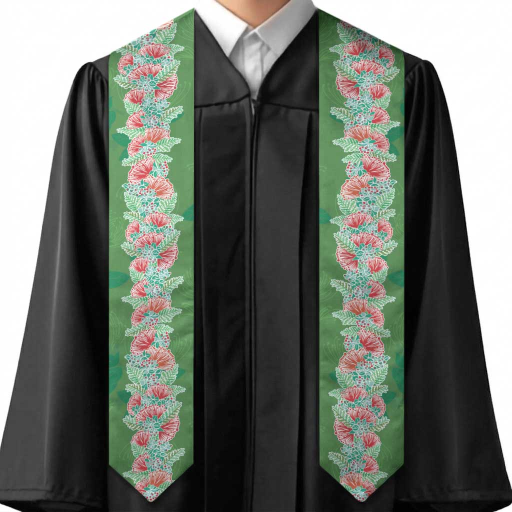 Hawaii Ohia Lehua Graduation Stole Tropical Vibes Green LT05 - Polynesian Pride