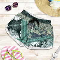 Hawaii Plant Kalo Shorts for Women Hawaiian Tapa Pattern - Polynesian Pride