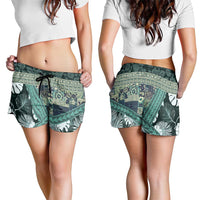 Hawaii Plant Kalo Shorts for Women Hawaiian Tapa Pattern - Polynesian Pride