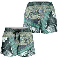 Hawaii Plant Kalo Shorts for Women Hawaiian Tapa Pattern - Polynesian Pride