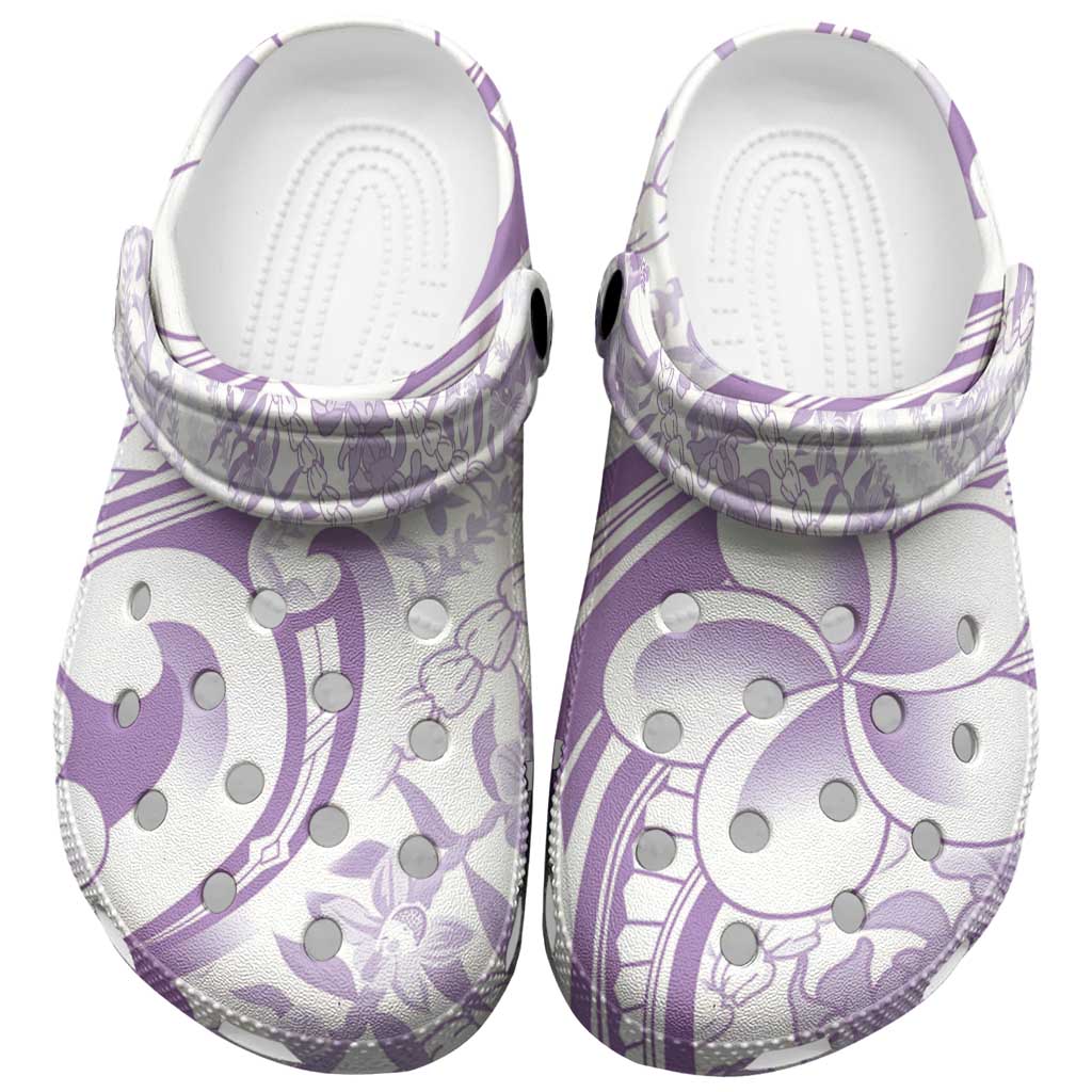 Hawaii Plumeria Lokelani Pikake Lei Clogs Shoes Poni Polynesian Tattoo LT9 Purple - Polynesian Pride