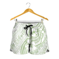 Hawaii Plumeria Lokelani Pikake Lei Shorts for Women Oma'oma'o Polynesian Tattoo LT9 - Polynesian Pride