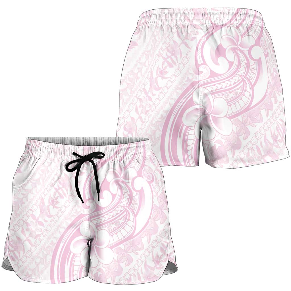 Hawaii Plumeria Lokelani Pikake Lei Shorts for Women Poni Mama Polynesian Tattoo LT9 - Polynesian Pride