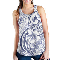 Hawaii Plumeria Lokelani Pikake Lei Women Racerback Tank Navy Blue Polynesian Tattoo LT9 - Polynesian Pride