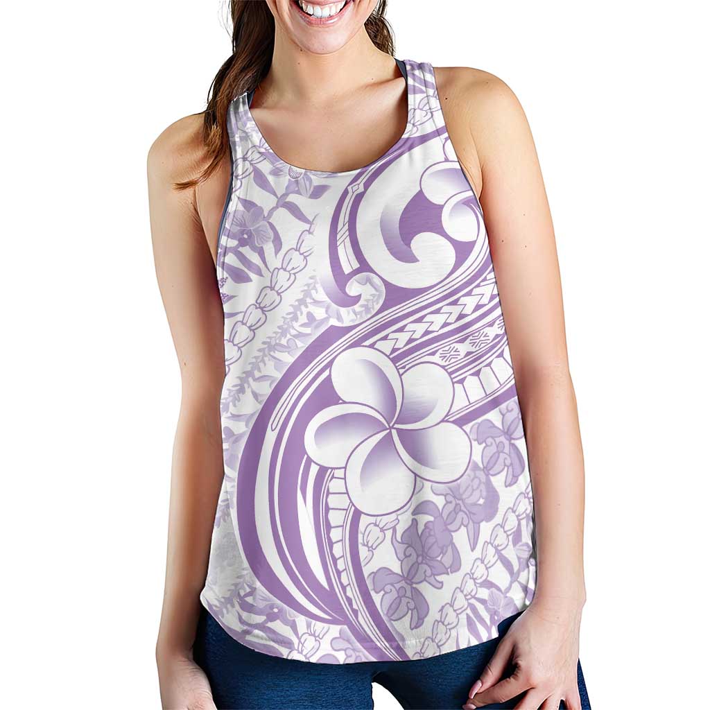 Hawaii Plumeria Lokelani Pikake Lei Women Racerback Tank Poni Polynesian Tattoo LT9 - Polynesian Pride