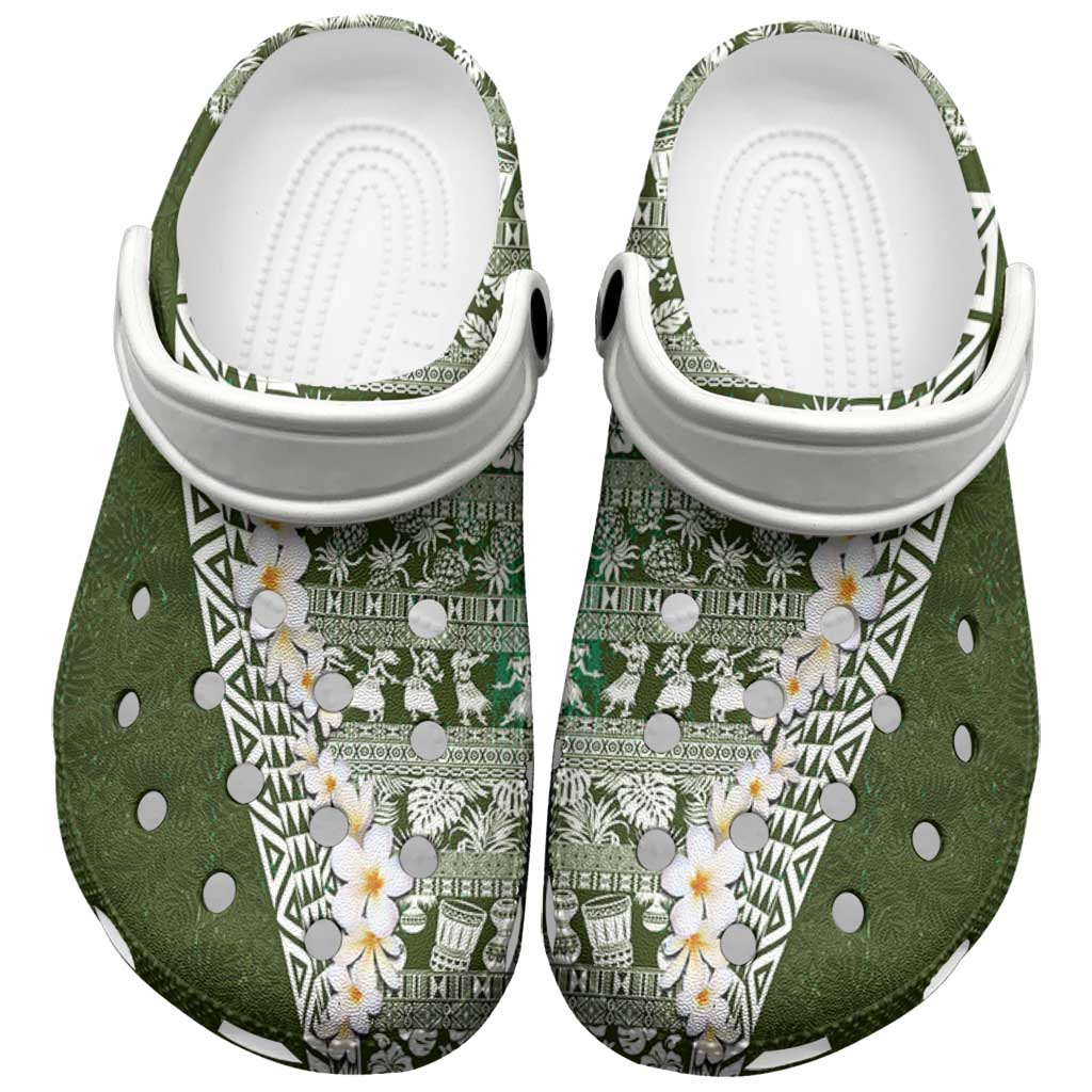 Hawaii Plumeria Tribal Vintage Clogs Shoes Special Green