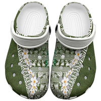 Hawaii Plumeria Tribal Vintage Clogs Shoes Special Green