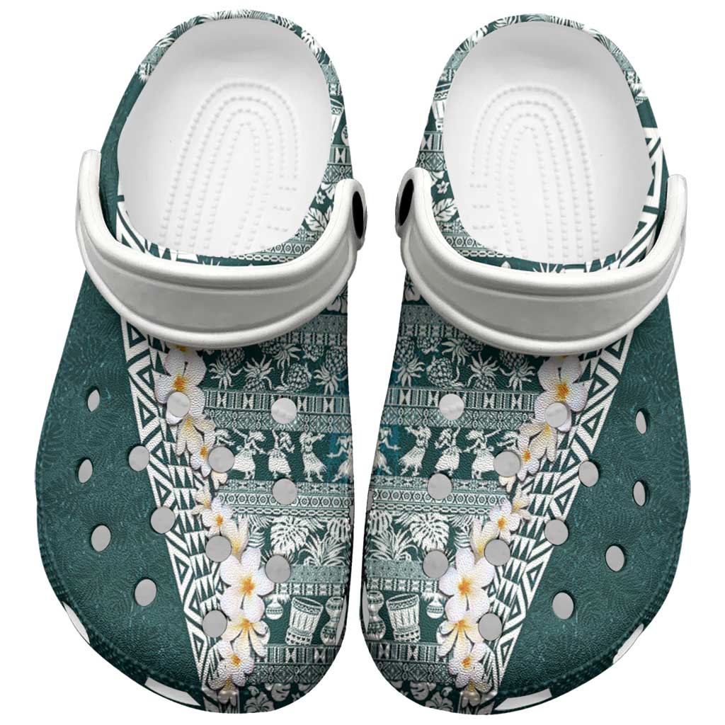 Hawaii Plumeria Tribal Vintage Clogs Shoes Special Turquoise LT03 Turquoise - Polynesian Pride
