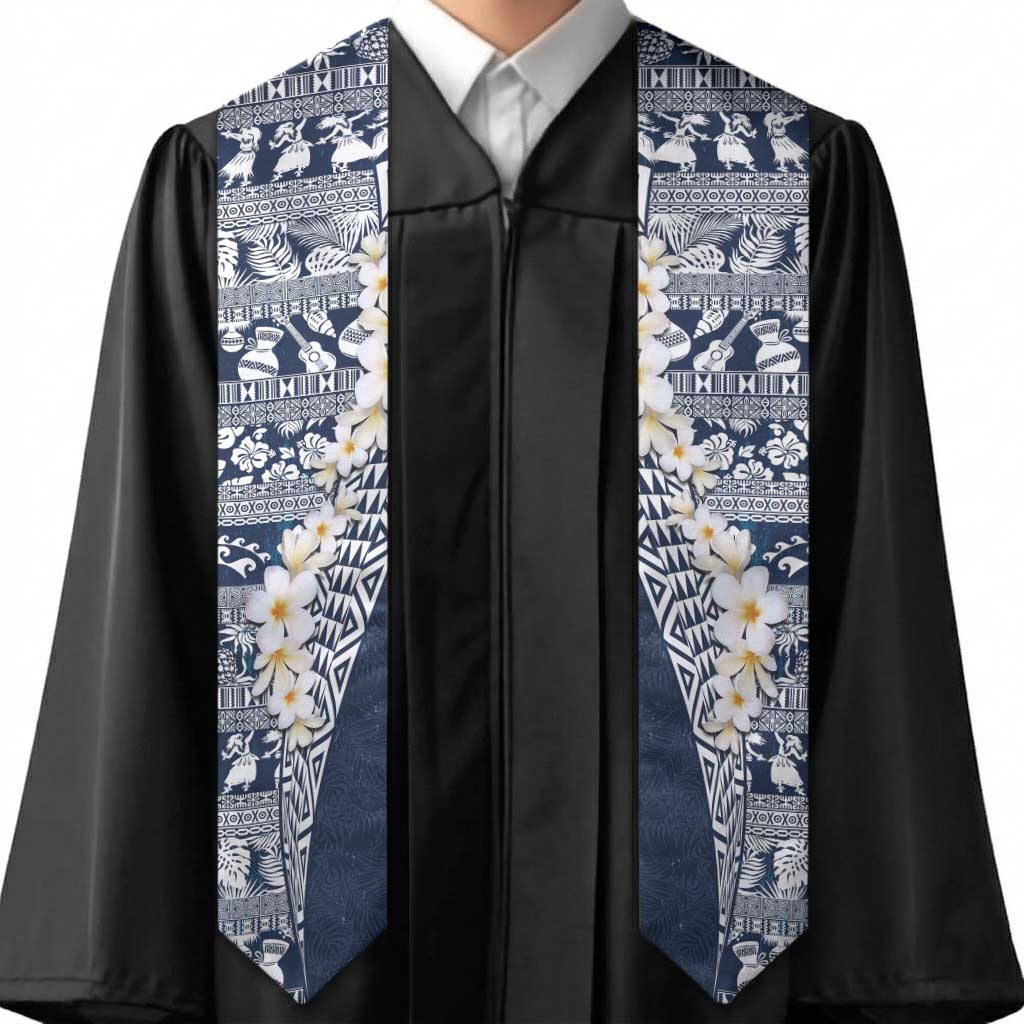 Hawaii Plumeria Tribal Vintage Graduation Stole Special Blue