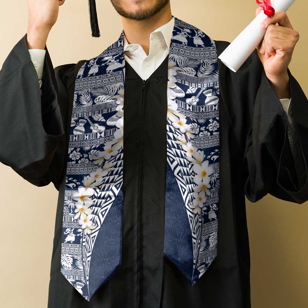 Hawaii Plumeria Tribal Vintage Graduation Stole Special Blue