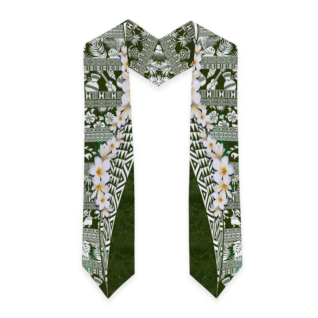 Hawaii Plumeria Tribal Vintage Graduation Stole Special Green
