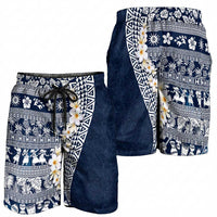 Hawaii Plumeria Tribal Vintage Shorts for Men Special Blue