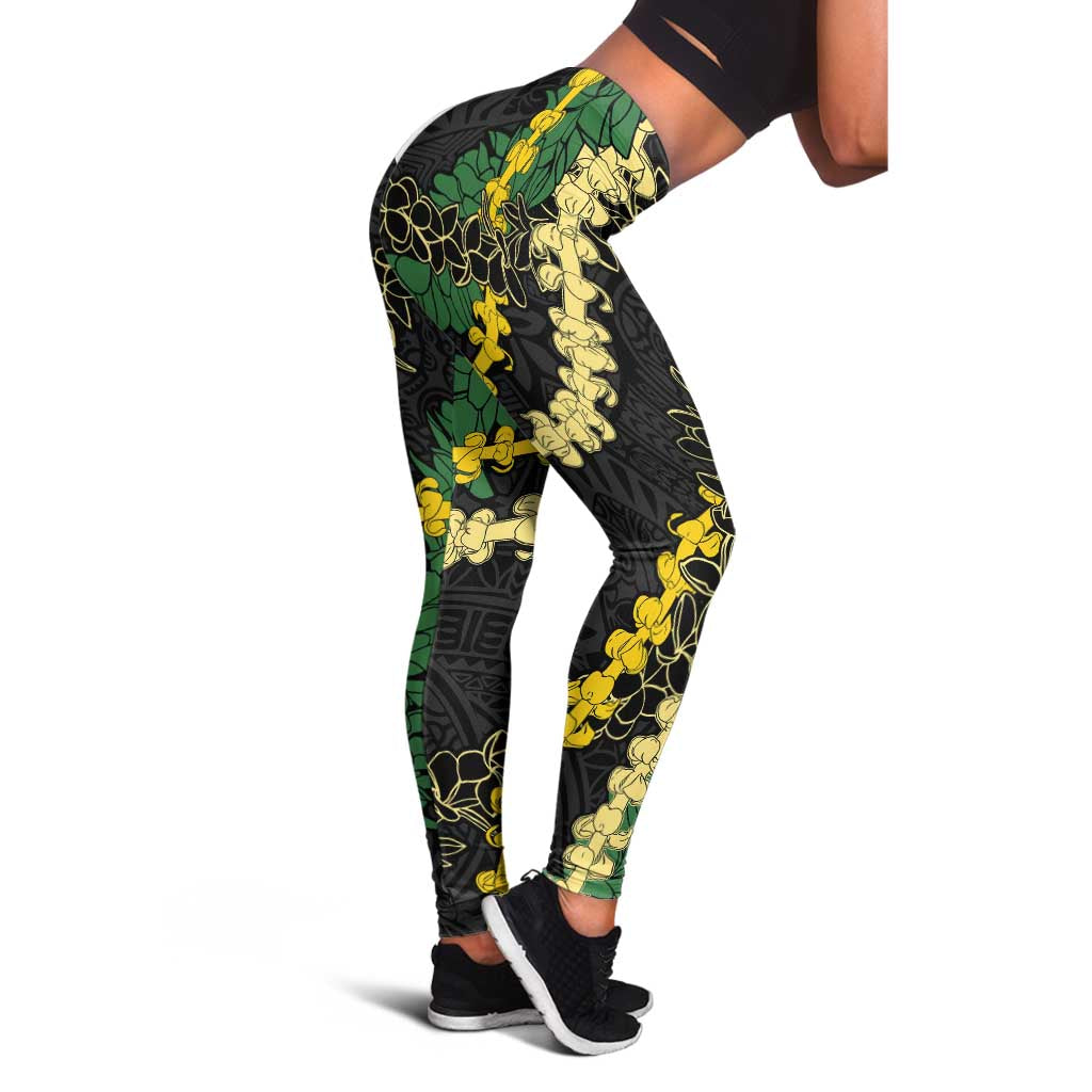 Hawaii Puakenikeni - Maile Lei Leggings Obsidian Black LT7 - Polynesian Pride