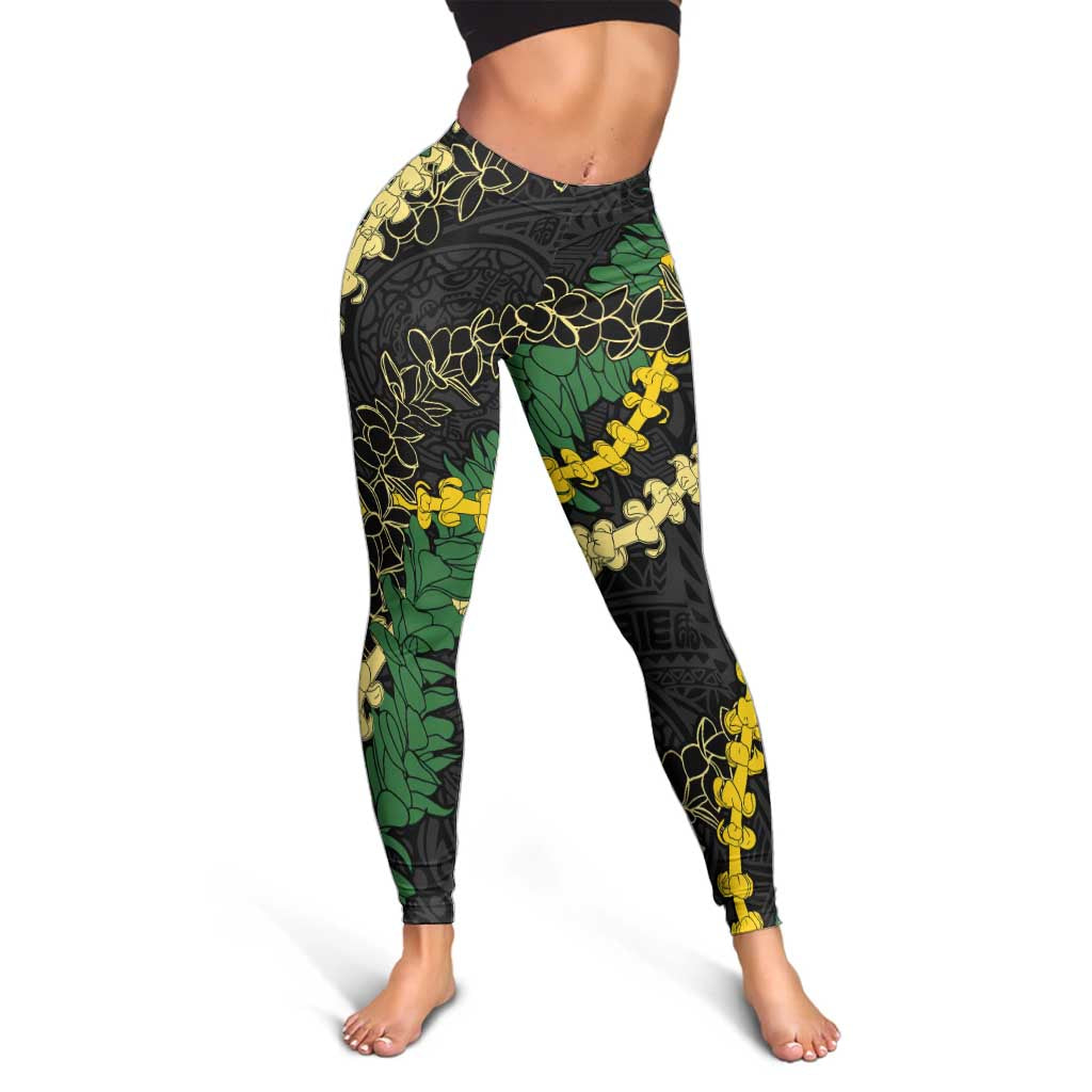 Hawaii Puakenikeni - Maile Lei Leggings Obsidian Black LT7 - Polynesian Pride