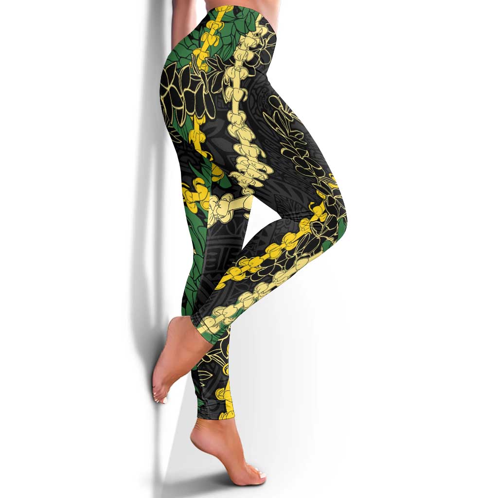 Hawaii Puakenikeni - Maile Lei Leggings Obsidian Black LT7 - Polynesian Pride
