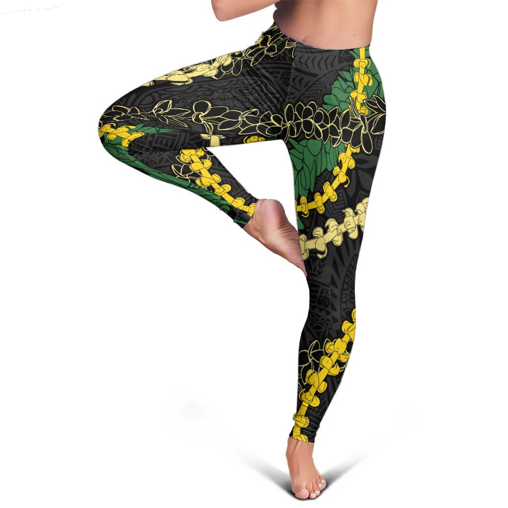 Hawaii Puakenikeni - Maile Lei Leggings Obsidian Black LT7 - Polynesian Pride