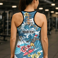 Hawaii Santa Skeleton Surfing Personalized Hollow Tank Top Mele Kalikimaka i Iulai! LT9 - Polynesian Pride