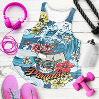 Hawaii Santa Skeleton Surfing Personalized Women Racerback Tank Mele Kalikimaka i Iulai!