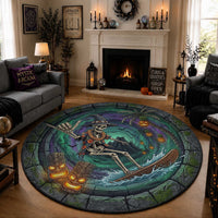 Hawaii Shaka Surfing Skull 3D Illusion Halloween Round Carpet