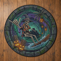 Hawaii Shaka Surfing Skull 3D Illusion Halloween Round Carpet
