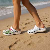 Hawaii Tropical Flowers Clogs Shoes Polynesian Tattoo White LT05 - Polynesian Pride