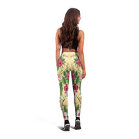 Hawaii Tropical Flowers Leggings Polynesian Tattoo Buttermilk LT05 - Polynesian Pride
