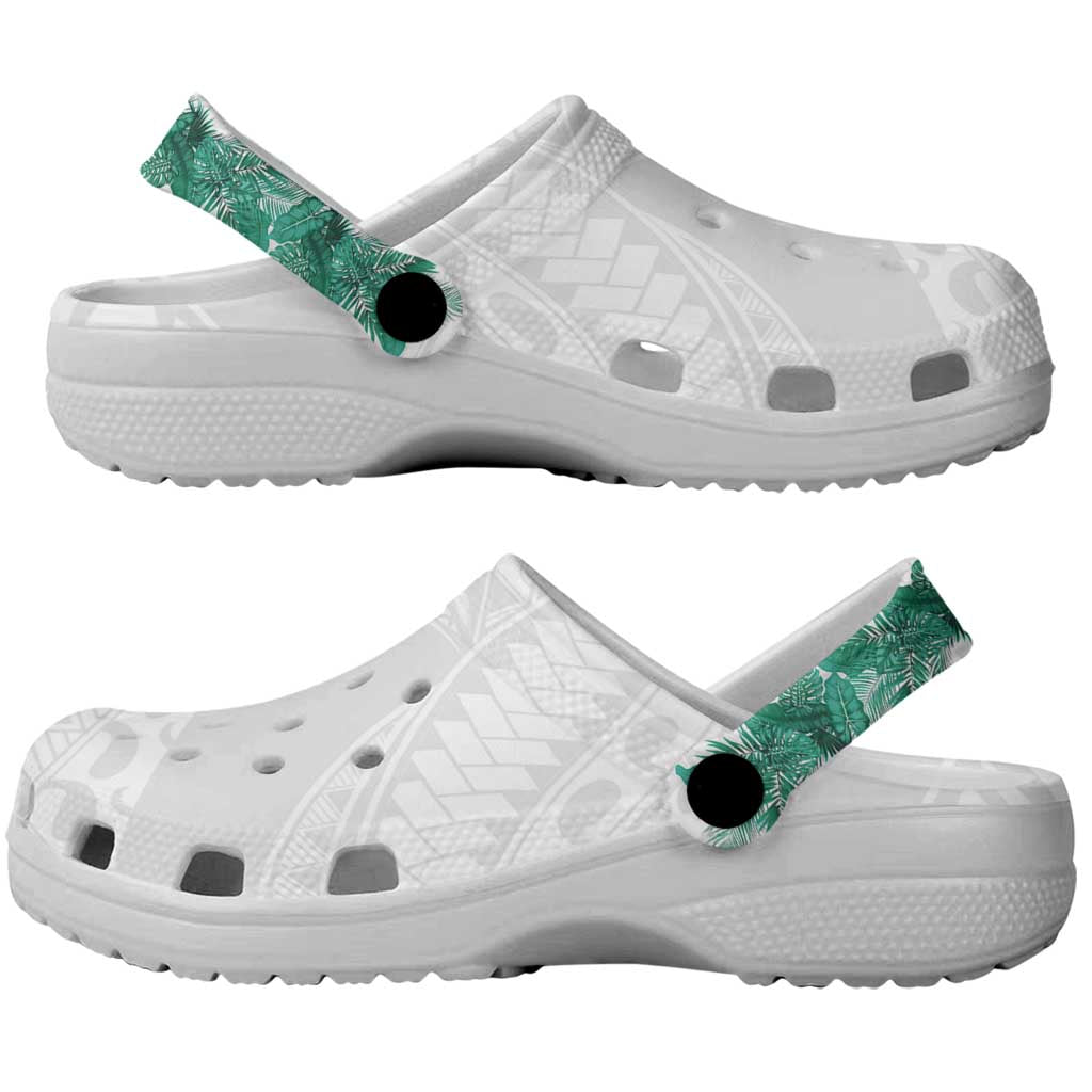 Hawaii Tropical Leaves Clogs Shoes Polynesian Pattern