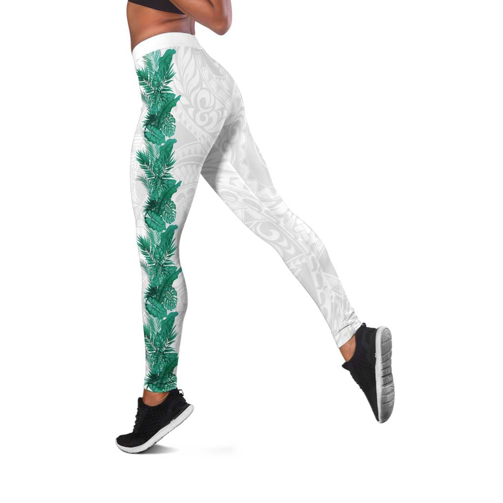 Hawaii Tropical Leaves Leggings Polynesian Pattern