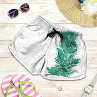 Hawaii Tropical Leaves Shorts for Women Polynesian Pattern LT01 White - Polynesian Pride