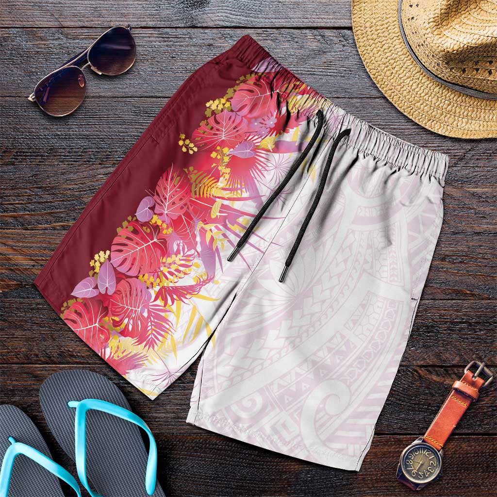 Hawaii Tropical Plant Akala Shorts for Men Vibrant Polynesian Pattern LT01 Pink - Polynesian Pride