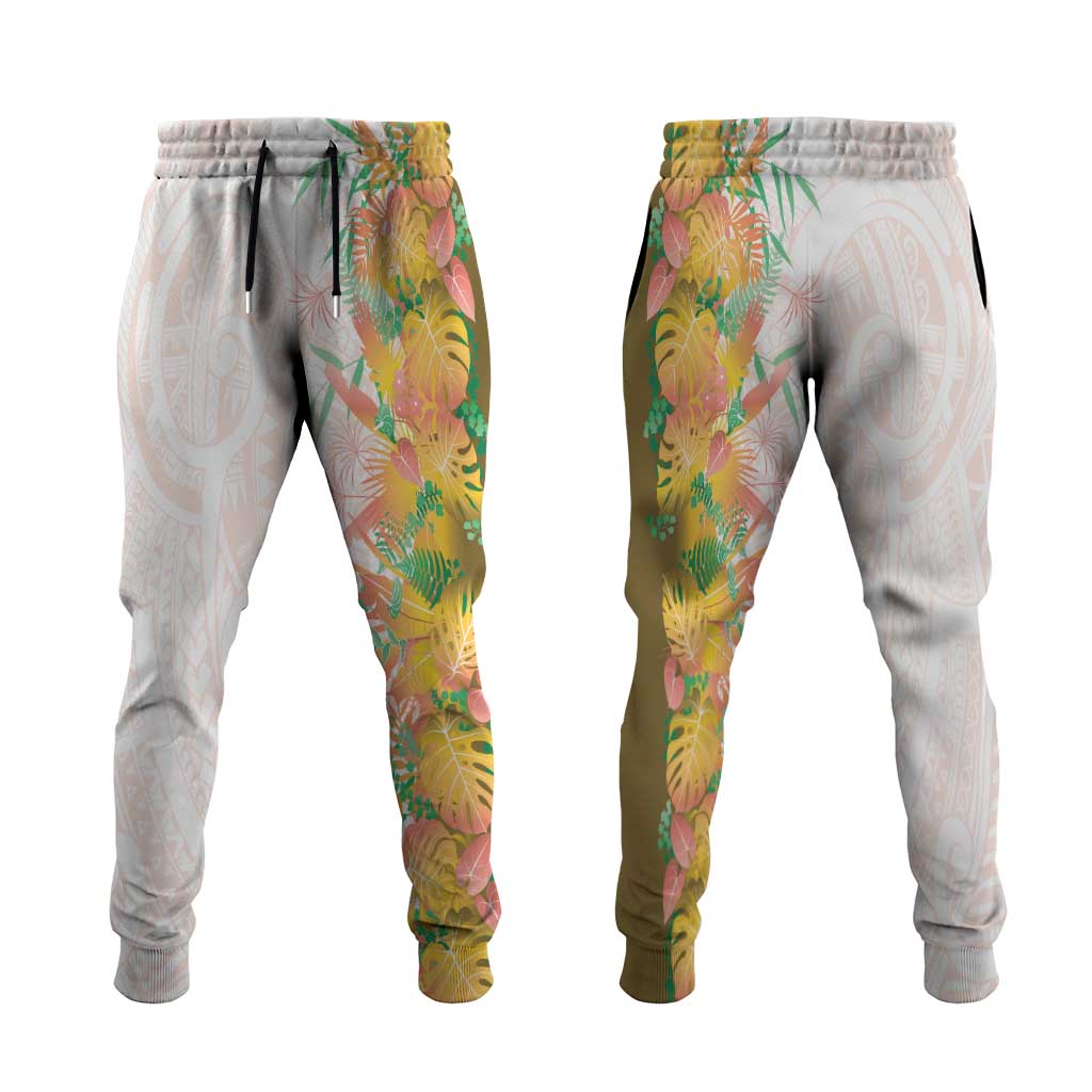 Hawaii Tropical Plant Lenalena Jogger Pants Vibrant Polynesian Pattern LT01 Yellow - Polynesian Pride