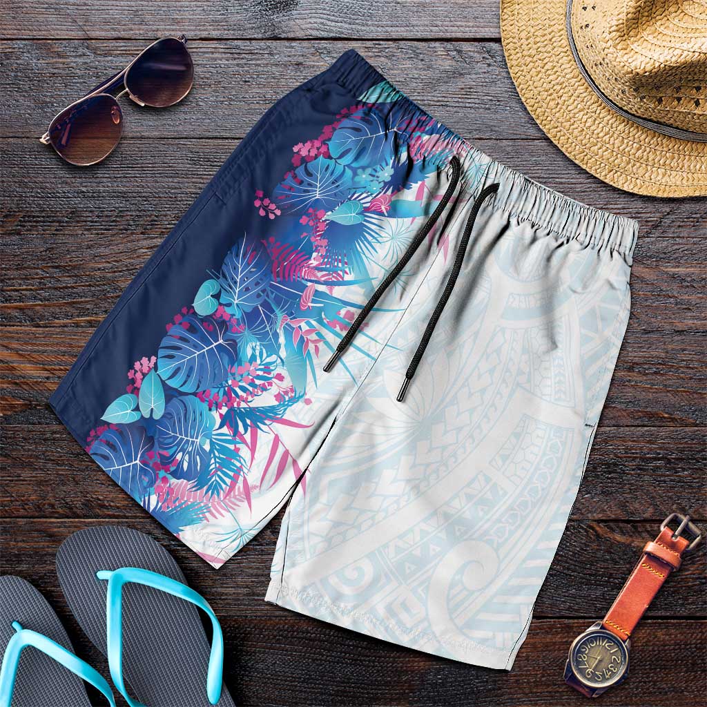 Hawaii Tropical Plant UliUli Shorts for Men Vibrant Polynesian Pattern LT01 Blue - Polynesian Pride