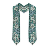 Hawaii Vintage Green Hibiscus Tapa Pattern Graduation Stole LT05 - Polynesian Pride
