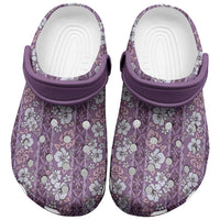 Hawaii Vintage Violet Hibiscus Tapa Pattern Clogs Shoes - Polynesian Pride