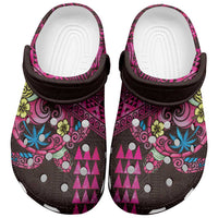 Hawaiian Abstract Sea Turtle Clogs Shoes Polynesian Tapa Art and Kakau Tattoo Pink WaterColor - Polynesian Pride