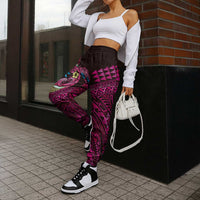 Hawaiian Abstract Sea Turtle Jogger Pants Polynesian Tapa Art and Kakau Tattoo Pink WaterColor - Polynesian Pride